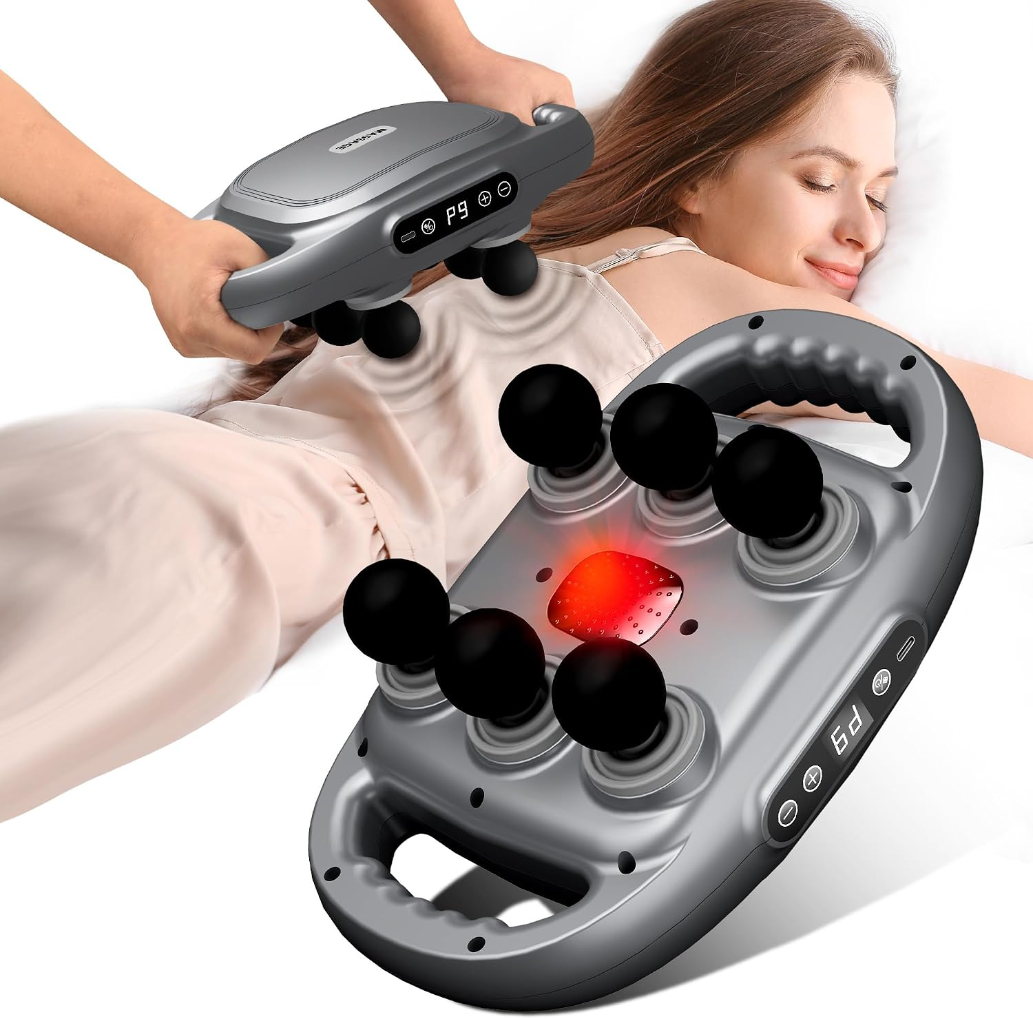 Massage Gun Deep Tissue 6 Heads, Back Massager 9 Speed Back and Neck Massager, Electric Massager for Back, Full Body Relaxation,Gifts for Men & Women